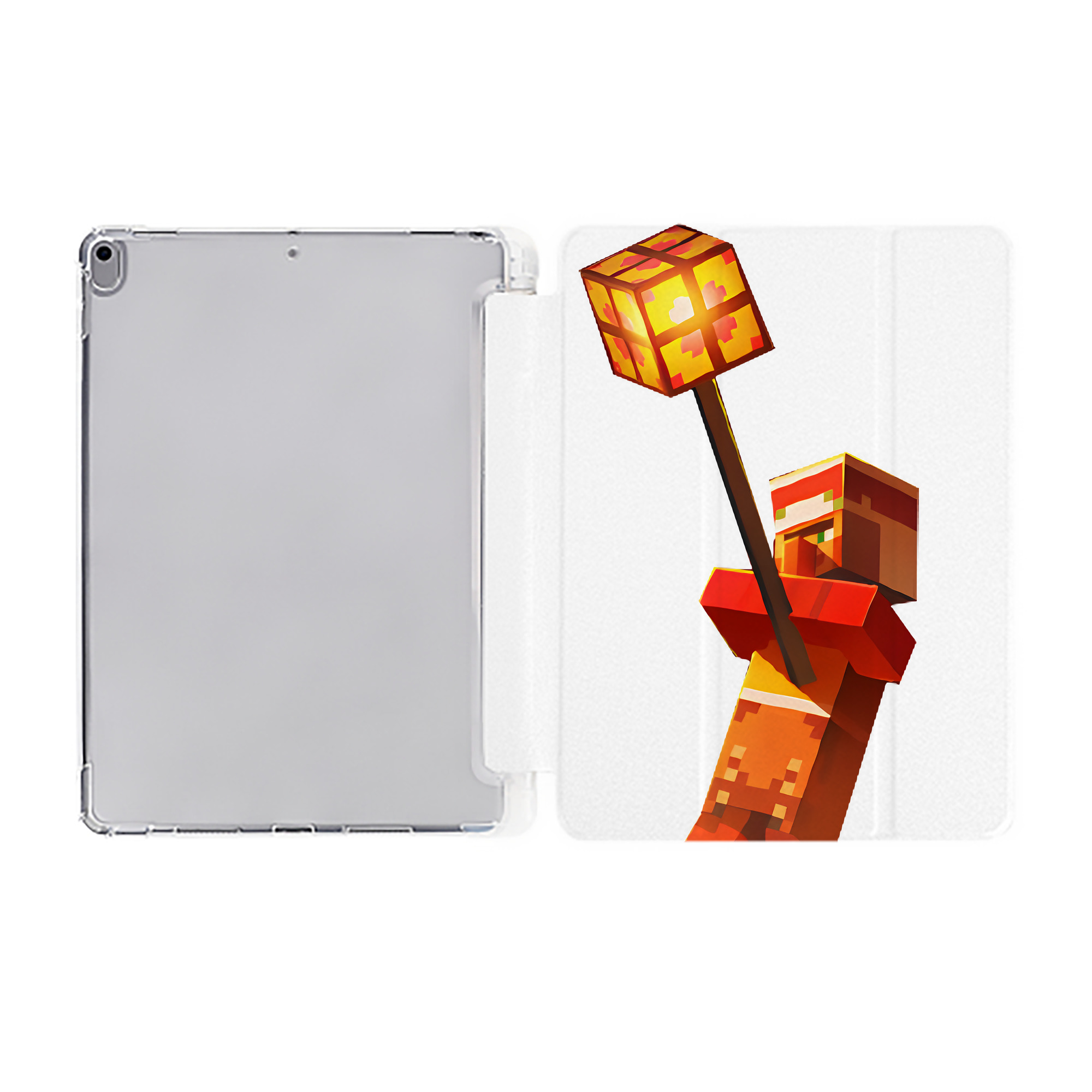 （画像用） マインクラフト ブロックの世界 Minecraft MC Block world IPad ケース ペン収納付き 三つ折りスタンド PUレザー×シリコン 対応機種9.5/10.5/10.9インチ
